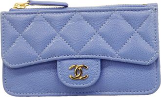 Chanel Blue Grained Calfskin Coin Purse/Coin Case (Pre-Owned)