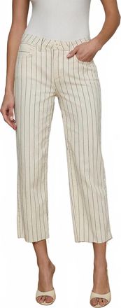 L'agence Wanda High Rise Crop Wide Leg Pants In Ecru/navy Stripe