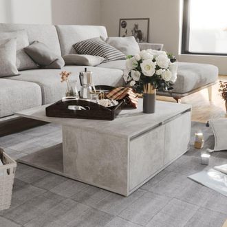 vidaXL Vidaxl - Mesa De Centro Madera Contrachapada Gris Hormig&oacute;n 80x80x31 Cm
