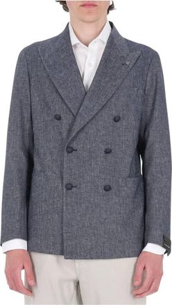 Tagliatore Double-breasted Jacket Montecarlo - Heren - Blazers - Blauw - 2XL - Katoen - Jassen