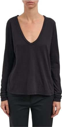 James Perse Mwuc 3225 Long Sleeve Top - Dames - Longsleeves - Zwart - S - Tops
