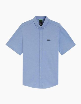 HUGO BOSS Mens Hugo Boss Mens Blue Short Sleeved Motion Shirt - Size: 44/Regular