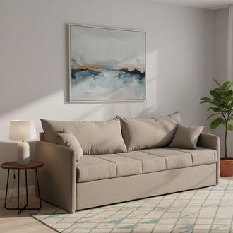 Dmora Sof&aacute; Cama 3 Plazas Avellana, Desenfundable, Lavable Made In Italy, Hidr&oacute;fugo Cama Extra&iacute;ble Colch&oacute;n Incluido, 205x86 Cm Gris Tortora