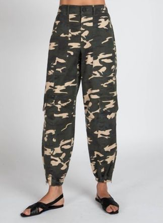 ATM Anthony Thomas Melillo Womens Washed Cotton Twill With Print Cargo Pant In Green Camo