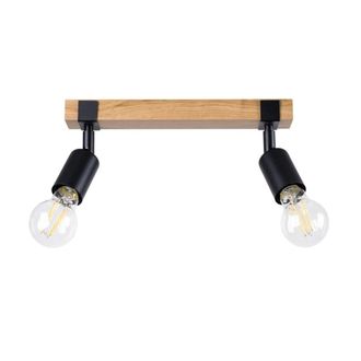 Wonderlamp L&aacute;mpara de techo de madera con 2 focos orientables negro