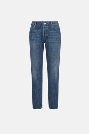 Brunello Cucinelli MID WASH DENIM JEANS Size: 52, colour: BLUE