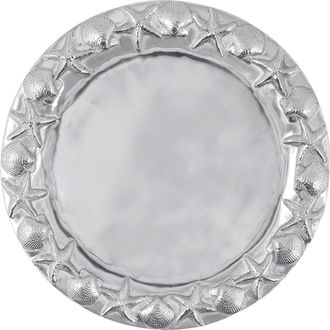 Mariposa Seashell Border Round Platter in Silver at Nordstrom