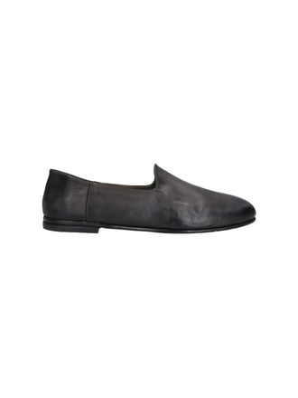 Premiata Black Rounded Toe Slip-On Leather Moccasins