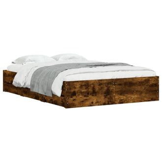Berkfield Home Modern Bed Frame w/Drawers Frame Smoked Oak 120x190 cm Small Double in Brown