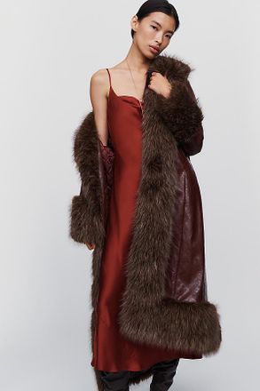 Avec Les Filles Faux Fur Trimmed Coat Jacket