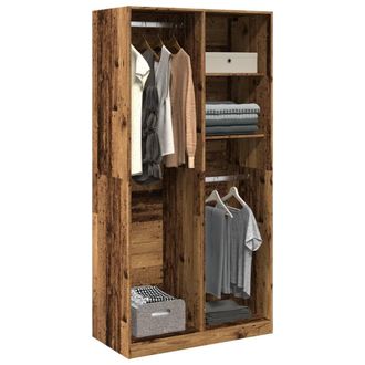 Berkfield Home Wardrobe Old Wood 100x50x200 cm Engineered Wood in Brown | Size: 100 x 50 x 200 cm