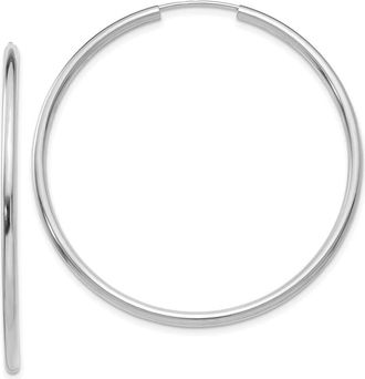 Diamond2Deal 10k White Gold Round Endless Hoop Earrings 2.06g