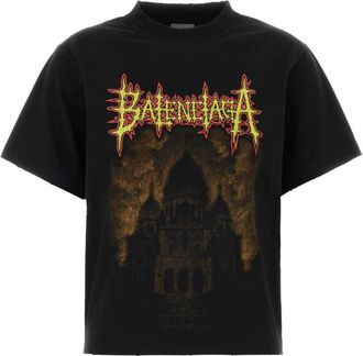 Balenciaga Black Graphic Crew Neck T-Shirt