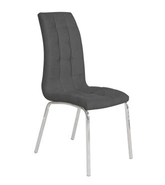 Home Heavenly Home Heavenly - Pack 4 Sillas Comedor Alepo, Dise&ntilde;o En Cuarterones, Tapizado Tela O Polipiel. Silla Con Patas Cromadas. Color: Gris Tela