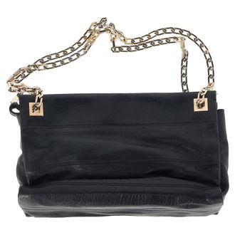 Victoria Beckham Chain Strap Shoulder Bag in Black Leather