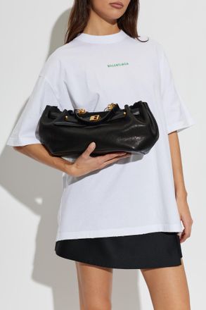 Balenciaga Fan Carry Small Handbag, Womens, Black