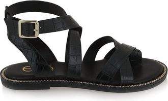 Ex&eacute; Womens Alexia Flat Strappy Sandal In Black