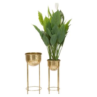 Dmora Vaso Twizel, Set De 2, Portavasi Extra&iacute;bles, Di&aacute;metro Del Grande: 26 Cm, Peque&ntilde;o: 20 Cm, Oro