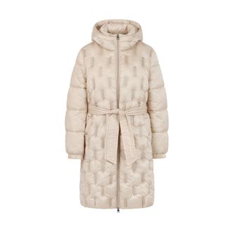 Marc Cain Gewatteerde jas met capuchon - Dames - Jassen - Beige - Maat: L Leer