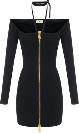 Elisabetta Franchi Mini Jurk in Milano Steek Gebreid - Dames - Korte kleedjes - Zwart - XL - Kleedjes