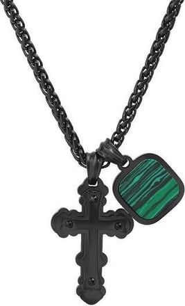 HMY Jewelry Black Cross & Agate Pendant Necklace at Nordstrom Rack