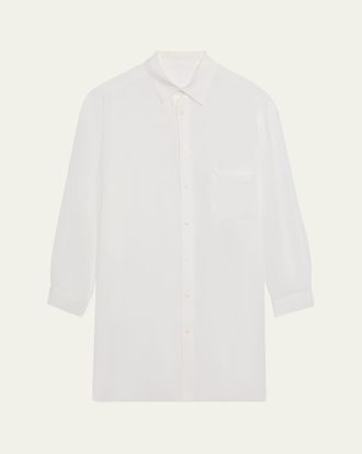 Yohji Yamamoto Mens Paneled Slit Button-Down Lawn Shirt