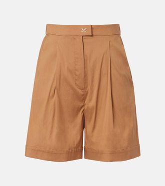 Max Mara Medeola pleated cotton-blend Bermuda shorts