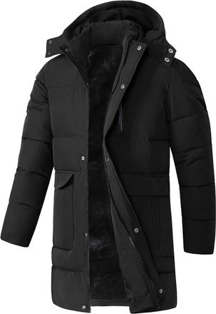 Generic Mens Coats Puffer Jacket Mens Winter and Jackets Down Coat Men Zipper Quilted for Bomber Waterproof Padded Warm Long Thermal Loose with Pocekts Sleeve