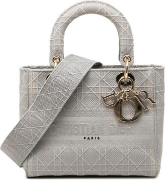 Dior Pre-owned Dior Medium Embroidered Canvas Cannage Lady D Lite Ladies OOYKSK3GY76NJBJE