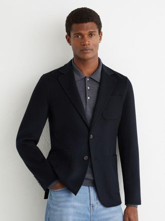 Reiss Navy Wool-blend Single-breasted Blazer Tailored-fit, 46R