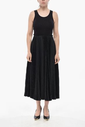 Balenciaga Vestito Midi con Gonna Plisse in Jacquard Balenciaga