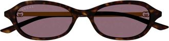 Gucci Ovale Zonnebril - Dames - Zonnebrillen - Bruin - 52 MM - Accessoires
