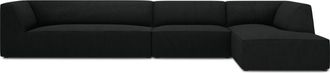 BLOOMINGLOFT 5-Sitzer Ecksofa Sao 366 x 180 cm, mit Cordbezug - Schwarz