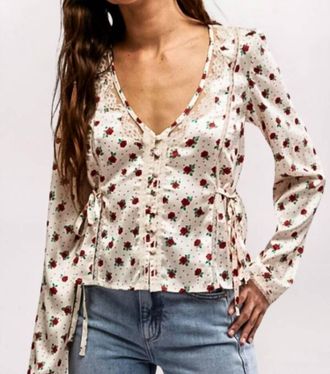 Free People Field Of Roses Top In Ivory Combo