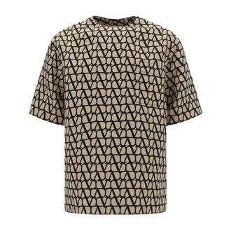 Valentino T-Shirts, male, Brown, Size: S Iconographe Silk Crewneck T-Shirt