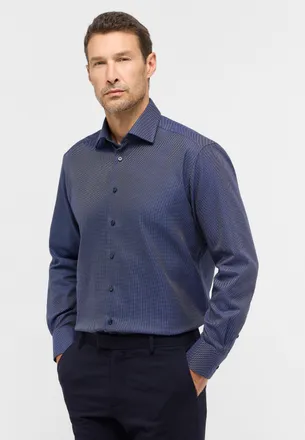 Eterna Langarmhemd ETERNA COMFORT FIT, Herren, Gr. 40, Normalgr&ouml;ssen, navy, 100% Baumwolle, normal, Manschette, Hemden Langarmhemd, NON IRON (b&uuml;gelfrei)