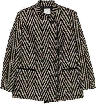 Forte_Forte Chevron-knit Fringed Coat