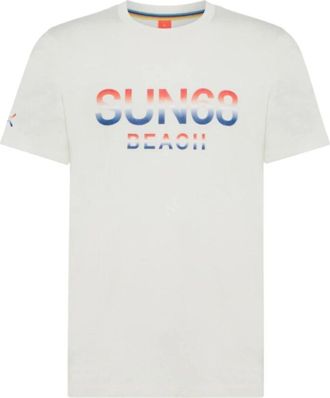 Sun 68 T-shirt met korte mouwen en groot logo - Heren - T-shirts - Wit - 2XL - Katoen - Tops