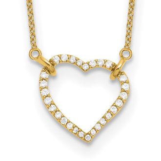 Diamond2Deal 14k Gold 1/5 Ct Lab Grown Diamond Heart Pendant Necklace 18 Clarity VS, Color D-E