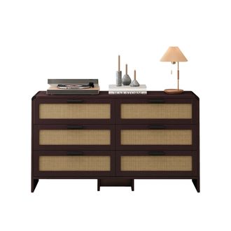 STILVORA C&oacute;moda De Esquina Con Esquinas Redondeadas Y 6 Cajones De Rat&aacute;n, Estilo Natural, En Tablero De Part&iacute;culas, 130&times;40&times;80 Cm, Marr&oacute;n Rojizo