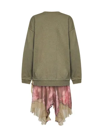 Diesel Womens Sweatshirt Dress D-Orely Green-Pink Cotton