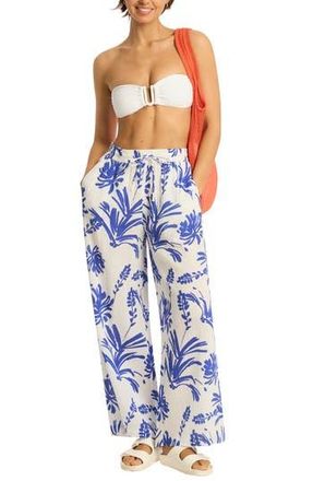 Sea Level Australia Tradewind Beach High Waist Cotton Gauze Cover-Up Pants in Cobalt at Nordstrom Rack, Size X-Small