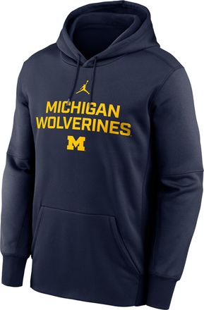 Nike Jordan Mens Michigan Team Stacked Mens Nike Therma College Pullover Hoodie in Blue | NKAQ41SMWN-2KJ