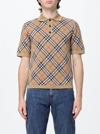 Burberry Polo in maglia di cotone con motivo check e colletto a costine