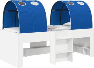 vidaXL Cama Con T&uacute;nel 3 Uds. Blanco Y Azul Madera De Ingenier&iacute;a Vidaxl