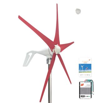OEM Generador De Turbina E&oacute;lica, 400 W De Potencia, Producci&oacute;n De Energ&iacute;a Eficiente, Rojo, 5 Aspas, 400 W, 24 V