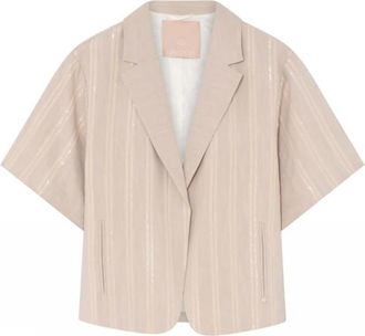 Gustav 2033-Moonlight Blazer - Dames - Blazers - Beige - 2XL - Leer - Jassen