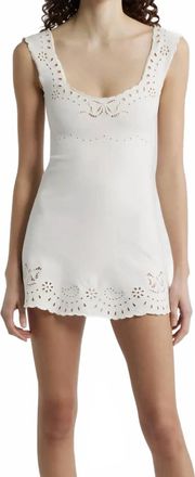 LoveShackFancy Elka Mini Dress In White Vanilla