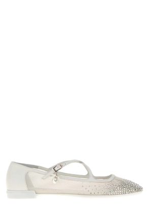 Jimmy Choo London Womens White Mesh Eleri Ballerinas Textile - Size EU 36