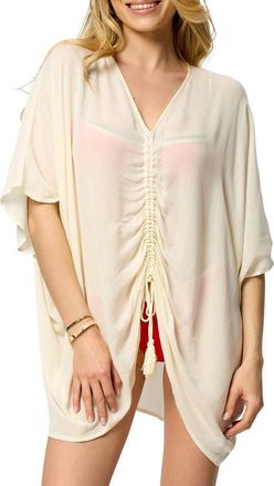 Saachi Ruched Tie Front Topper in Ivory at Nordstrom Rack